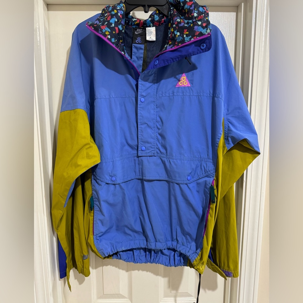 Nike ACG Vintage 90s Blue & Green Half Zip Windbreaker Jacket Size M
